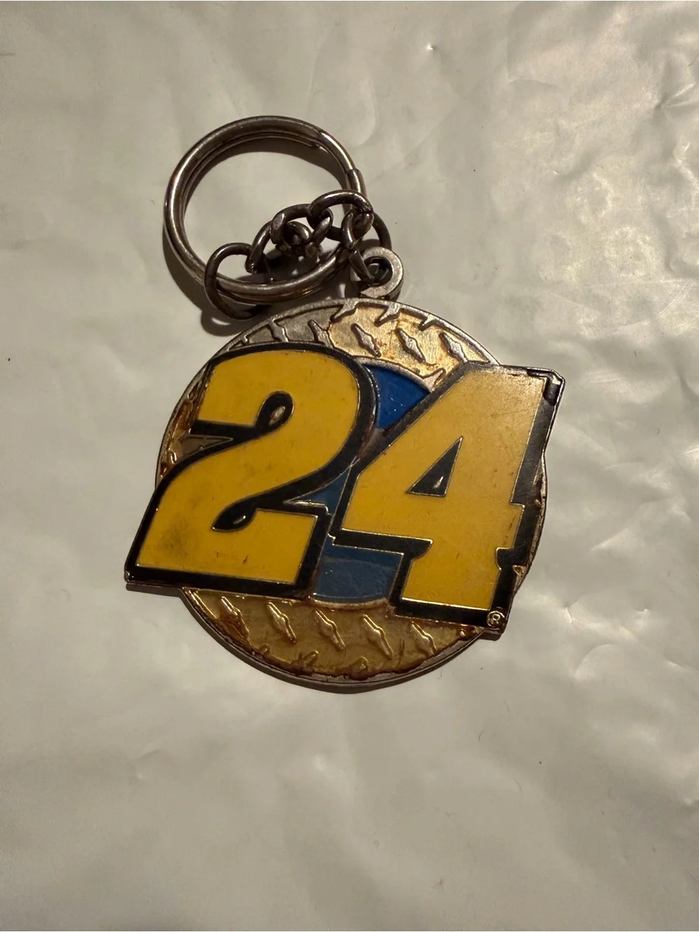 2008 Jeff Gordon Nascar Yellow and Blue '24' Metal Keychain